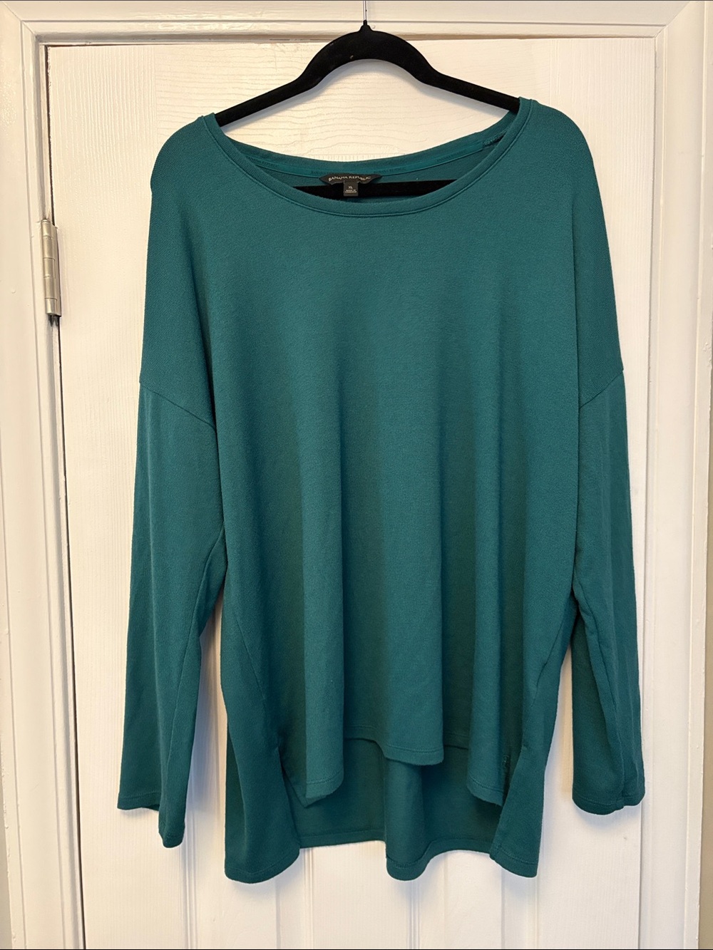 Banana Republic Teal Long Sleeve Relaxed Crew Neck Top XL Lightweight Layering